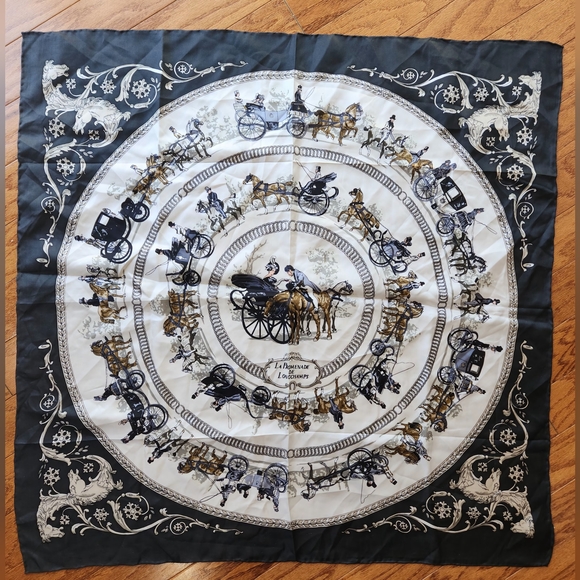 Hermes Accessories - HERMES PARIS “Le Promenade De Langchamps” 100% Silk Scarf 90cm